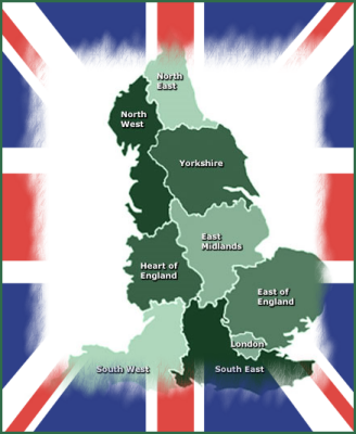 Map of England with Union Jack Frame