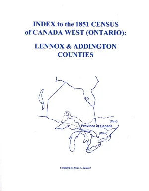 Index to the 1851 Census of Canada West (Ontario) Lennox and Addington Counties