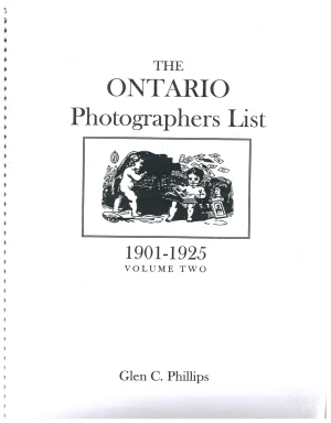 Ontario Photographers List 1901-1925, The, Vol II