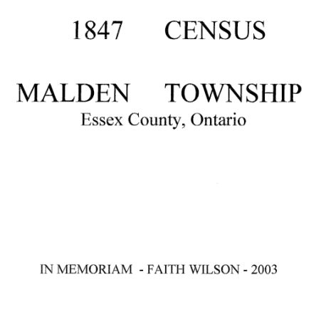 1847 Census Malden