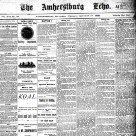 Amherstburg Echo Births, Marriages and Deaths 1890-1899 (1892 is missing)