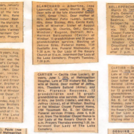 Windsor Star Obituaries 1973 – 1976 A two page addendum