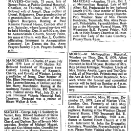 Windsor Star Obituaries 1979 Surnames A and B
