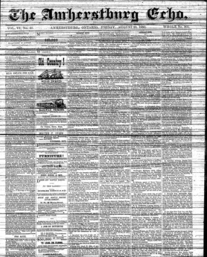 AMHERSTBURG ECHO Births, Marriages and Deaths 1880