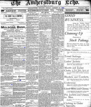 AMHERSTBURG ECHO Births, Marriages and Deaths 1901
