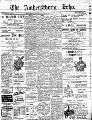 AMHERSTBURG ECHO Births, Marriages and Deaths 1912