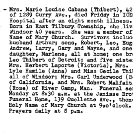 Obituaries from Essex County Newspapers; Letter C