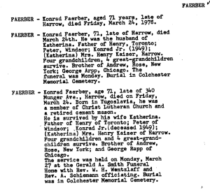 Obituaries from Essex County Newspapers; Letter E & Letter F