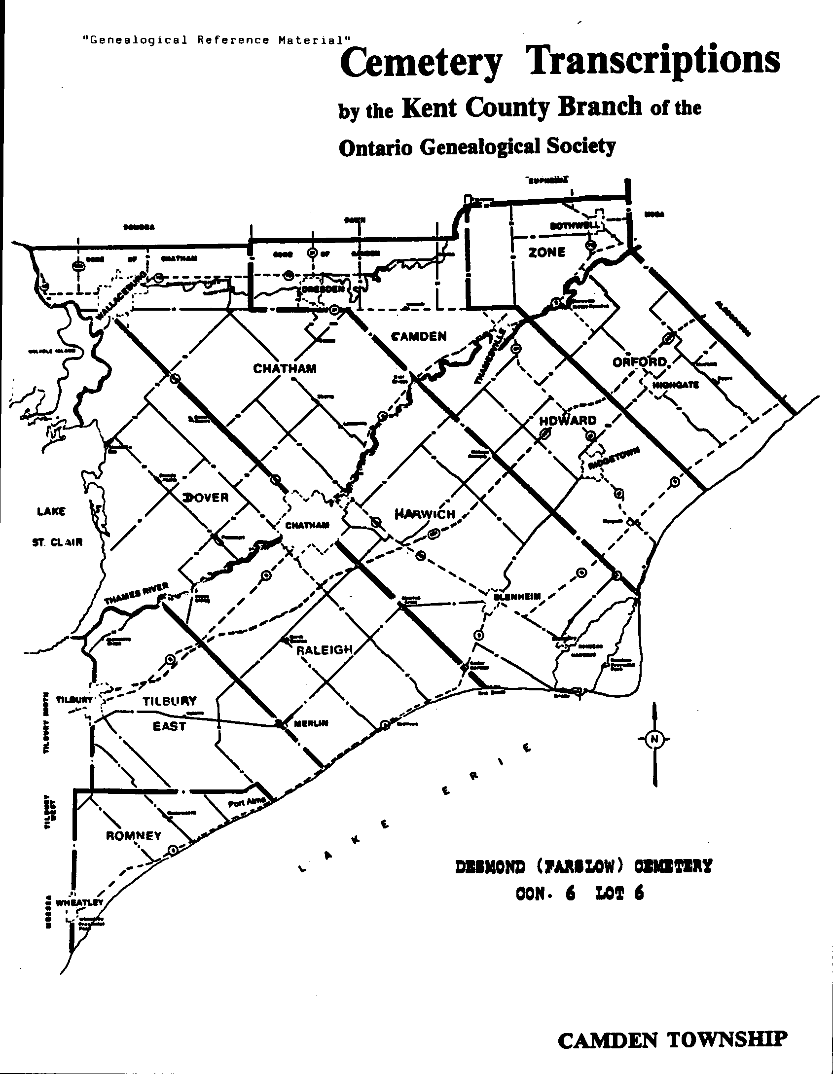 Desmond/Traxler/Farslow Cemetery - Camden Township & Gore, Chatham-Kent