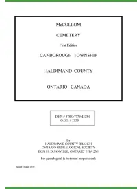 McCollom Cemetery, Canborough Township, Haldimand County