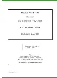Melick Cemetery, Canborough Township, Haldimand County
