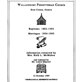 Wallaceburg Presbyterian Church 1882 – 1905