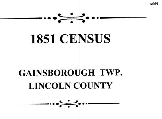 A009 1851 Gainsborough Township Census (65 pgs)