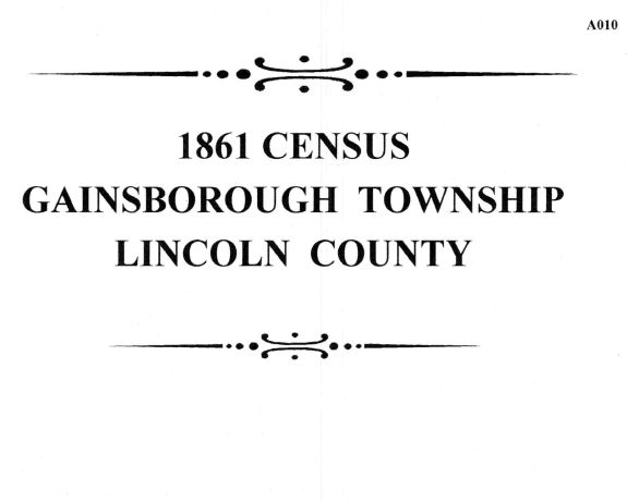A010 1861 Gainsborough Township Census (86 pgs)