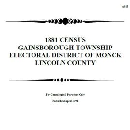 A011 1881 Gainsborough Township Census (73 pgs)