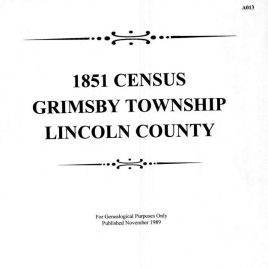 A013 1851 Grimsby Township Census (81 pgs)