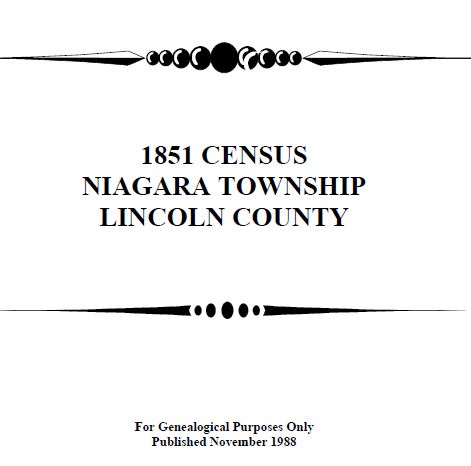 A018 1851 Niagara Township Census (82 pgs)