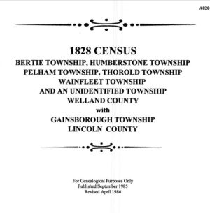 A020 1828 Census Bertie Humberstone Pelham Wainfleet Thorold (38 pgs)