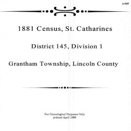 A049 1881 St Catharines Census District 145 Division 1 (56 pgs)