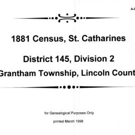 A050 1881 St Catharines Census District 145 Division 2 (43 pgs)