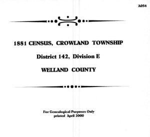 A054 1881 Crowland Township Census (41 pgs)