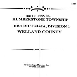 A059 1881 Humberstone Township Census District 142A Div 1 (87 pgs)