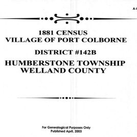 A060 1881 Village of Port Colborne Census District 142B (57 pgs)