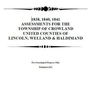 Assessment Rolls for Crowland Twp (1838, 1840, 1841 combined, 20 pgs)