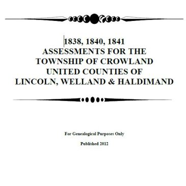 Assessment Rolls for Crowland Twp (1838, 1840, 1841 combined, 20 pgs)