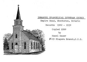Emmanuel Evangelical Lutheran Church Records Sherkston 1902-1950 (50 pgs)