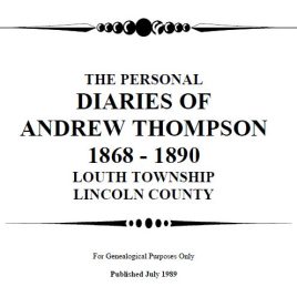 M008 Diaries of Andrew Thompson 1868-1890 (13 pgs)