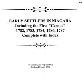 M022 Early Settlers in Niagara 1782-1787 (57 pgs)