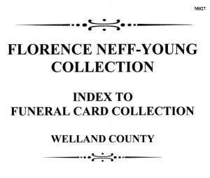 M027 Index to Florence Neff-Young Funeral Card Collection 1905-1993 (28 pgs)