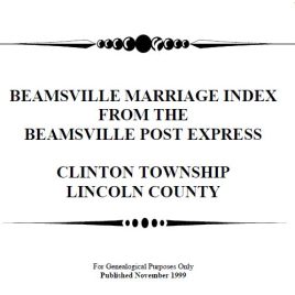 M029 Beamsville Post Express Marriages index 1892-1962 (76 pgs)