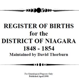 N027 Registry of Births District of Niagara 1848-1854 (16 pgs)