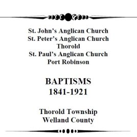 St John’s Anglican Church Baptisms 1841-1921 (141 pgs)