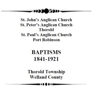 St John's Anglican Church Baptisms 1841-1921 (141 pgs)