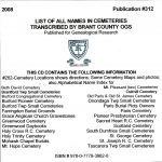 List of All Names in Cemeteries Transcribed by Brant County, OGS
