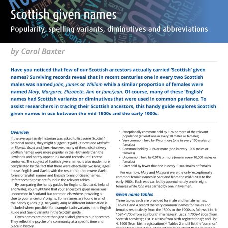 UTPH0503 Scottish given names cover