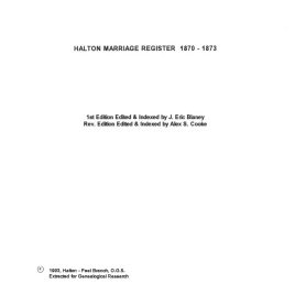 Halton Registration District  Marriage Register  1870-1873