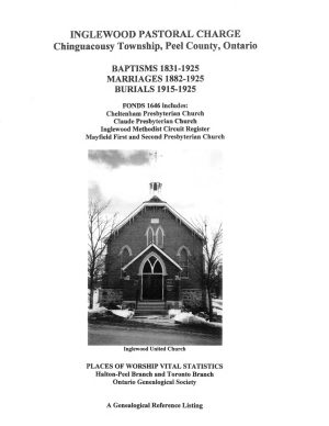 Inglewood Pastoral Charge Chinguacousy Township Baptisms, Marriages, Burials