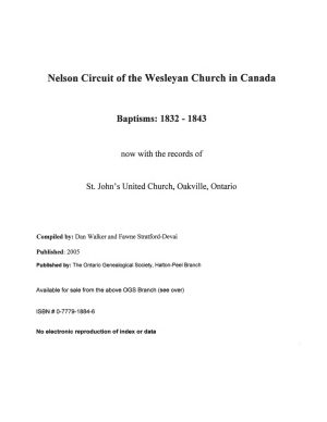 Nelson Circuit of the Wesleyan Church  Baptisms 1832-1843, Halton County