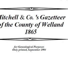 M009 1865 Mitchell and Co. Gazetteer County Welland (54 pgs)