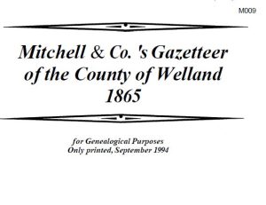M009 1865 Mitchell and Co. Gazetteer County Welland (54 pgs)