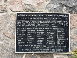 Mount Zion/Whaley's Corners Cemetery, Chinguacousy Township, Peel County