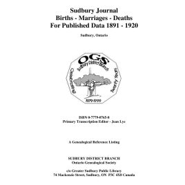 Sudbury Journal – Births, Marriages, Deaths 1891 to 1920