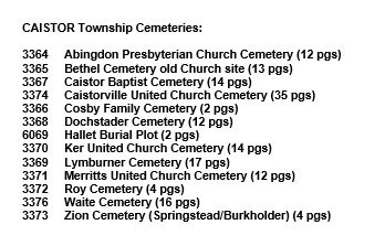 Caistor Township Cemeteries