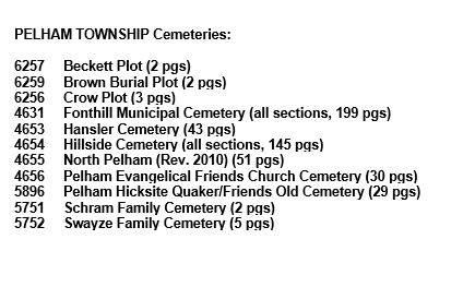 Pelham Township Cemeteries