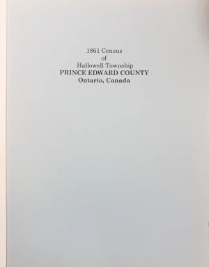 Prince Edward County - Index to 1861 Census - Hallowell Township