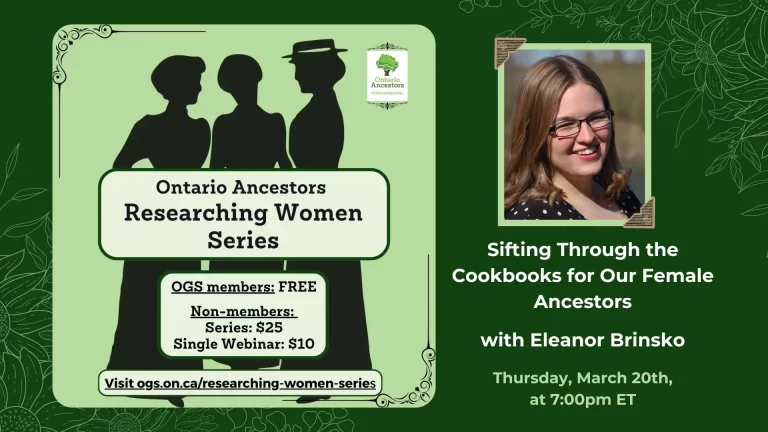 Session 2 – Sifting Through The Cookbooks For Our Female Ancestors – Eleanor Brinsko